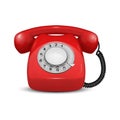 Vector 3d Realistic Vintage Retro Old Red Telephone Icon Closeup Isolated on White Background. Design Template, Call Royalty Free Stock Photo