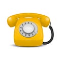 Vector 3d Realistic Vintage Retro Old Yellow Telephone Icon Closeup Isolated on White Background. Design Template, Call Royalty Free Stock Photo