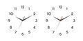 Vector 3d Realistic Wall Office Clock Face Set. White and Black Dial and Clock Hands Closeup Isolated. Design Template Royalty Free Stock Photo
