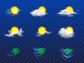 Vector 3d realistic weather forecast, metcast elements Royalty Free Stock Photo