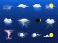 Vector 3d realistic weather forecast, metcast elements Royalty Free Stock Photo