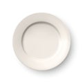 Vector 3d Realistic White or Beige Empty Porcelain, Ceramic Plate Icon Closeup Isolated. Design Template for Mockup Royalty Free Stock Photo