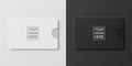 Vector 3d Realistic White and Black Blank Credit Card Paper or Plastic Wallet, Envelope, Packing Cower Isolated. Design