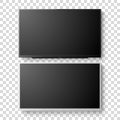 Vector 3d Realistic White and Black Blank TV Screen. Modern LCD LED Panel Set Closeup Isolated on Transparent Background Royalty Free Stock Photo