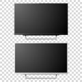 Vector 3d Realistic White and Black Blank TV Screen. Modern LCD LED Panel Set Closeup Isolated on Transparent Background Royalty Free Stock Photo