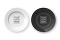 Vector 3d Realistic White and Black Empty Porcelain, Ceramic Plate Icon Set Closeup Isolated. Design Template for Mockup Royalty Free Stock Photo