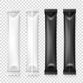 Vector 3d Realistic White and Black Long Slim Blank Packaging Set Isolated. Drugs, Coffee, Salt, Sugar, Pepper, Spices Royalty Free Stock Photo