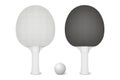 Vector 3d Realistic White and Black Ping Pong Racket and Ball Icon Closeup Isolated on White Background. Sport Equipment Royalty Free Stock Photo