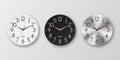 Vector 3d Realistic White, Black, Silver Round Wall Office Clock Icon Set, Design Template Isolated. Dial, Mock-up of Royalty Free Stock Photo