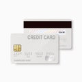 Vector 3d Realistic White Blank Credit Card Isolated. Design Template of Plastic Credit or Debit Card for Mockup Royalty Free Stock Photo