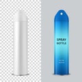 Vector 3d Realistic White Blank Spray Can, Air Freshener Bottle Closeup Isolated. Design Template of Sprayer for Mock up Royalty Free Stock Photo