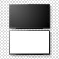 Vector 3d Realistic White Blank TV Screen Set. Modern LCD LED Panel Set Closeup Isolated on Transparent Background Royalty Free Stock Photo