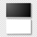 Vector 3d Realistic White Blank TV Screen Set. Modern LCD LED Panel Set Closeup Isolated on Transparent Background Royalty Free Stock Photo