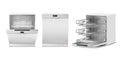 Vector 3d realistic white dishwasher with display Royalty Free Stock Photo