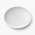 Vector 3d Realistic White Empty Porcelain, Ceramic Plate Icon Closeup Isolated. Design Template for Mockup. Stock Vector Royalty Free Stock Photo