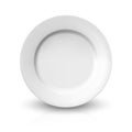 Vector 3d Realistic White Empty Porcelain, Ceramic Plate Icon Closeup Isolated. Design Template for Mockup. Stock Vector Royalty Free Stock Photo