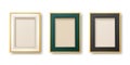 Vector 3d Realistic White, Gen, Black and Golden Decorative Vintage Frames, Borders Set Icon Closeup Isolated on White Royalty Free Stock Photo