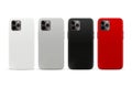 Vector 3d Realistic White, Gray, Black, Red Blank Phone Case Design Template. Back Cover for Smartphone Set Isolated on