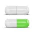 Vector 3d Realistic White and Green Medical Pill Icon Set Closeup Isolated on White Background. Design Template of Pills Royalty Free Stock Photo