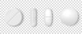 Vector 3d Realistic White Medical Pill Icon Set Closeup Isolated on Transparency Grid Background. Design template of