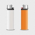 Vector 3d Realistic White and Orange Blank Cigarette Lighter Icon Set Closeup Isolated on Transparent Background. Design Royalty Free Stock Photo