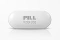 Vector 3d Realistic White Oval Horizontal Pharmaceutical Medical Pill, Capsule, Tablet Icon Closeup Isolated on White Royalty Free Stock Photo