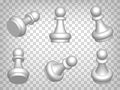 Vector 3d Realistic White Pawn Icon Set Isolated. Set of perspective projections 3d Pawn model on transparent background.  3d figu Royalty Free Stock Photo