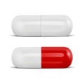 Vector 3d Realistic White and Red Medical Pill Icon Set Closeup Isolated on White Background. Design template of Pills Royalty Free Stock Photo