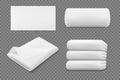 Vector 3d realistic white towel rolls and piles