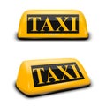 Vector 3d Realistic Yellow French Taxi Sign Icon Set Closeup Isolated on White Background. Design template for Taxi