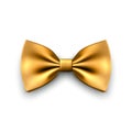 Vector 3d Realistic Yellow Golden Bow Tie Icon Closeup Isolated on White Background. Silk Glossy Bowtie, Tie Gentleman Royalty Free Stock Photo