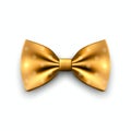 Vector 3d Realistic Yellow Golden Bow Tie Icon Closeup Isolated on White Background. Silk Glossy Bowtie, Tie Gentleman Royalty Free Stock Photo