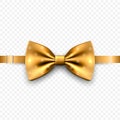 Vector 3d Realistic Yellow Golden Bow Tie Icon Closeup Isolated on White Background. Silk Glossy Bowtie, Tie Gentleman Royalty Free Stock Photo