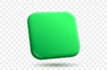 Vector 3d render button background banner. Green gradient app icon on transparent background Perspective rounded