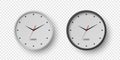 Vector 3d Round Wall Office Clock with White, Black Clock Dial Set Closeup Isolated. Watches, Design Template, Mock-up