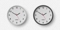 Vector 3d Round Wall Office Clock with White, Black Clock Dial Set Closeup Isolated. Watches, Design Template, Mock-up