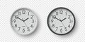 Vector 3d Round Wall Office Clock with White Clock Dial Set Closeup Isolated. Watches, Design Template, Mock-up for