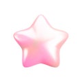Vector 3d shiny pink star icon on white background. Cute realistic cartoon 3d render, glossy pearl metallic decor Royalty Free Stock Photo