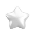 Vector 3d silver star icon on white background. Cute realistic cartoon 3d render, glossy platinum metallic star for