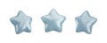 Vector 3d silver star icons set on white background. Cute realistic cartoon 3d render, glossy metallic star front and