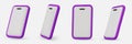Vector 3d smartphones set in a minimalist style. Modern smartphone mockup with blank screen. Royalty Free Stock Photo
