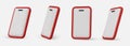 Vector 3d smartphones set in a minimalist style. Modern smartphone mockup with blank screen. Royalty Free Stock Photo