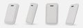 Vector 3d smartphones set in a minimalist style. Modern smartphone mockup with blank screen. Royalty Free Stock Photo