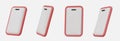 Vector 3d smartphones set in a minimalist style. Modern smartphone mockup with blank screen. Royalty Free Stock Photo