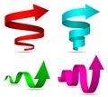 Vector 3D Spiral and Twisted Arrows Set