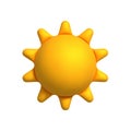 Vector 3d style sun simple weather icon isolated on white background