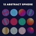 Vector 3d vibrant color striped sphere rotations and projections Royalty Free Stock Photo
