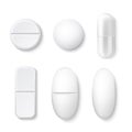 Vector 3d white drugs pills tablets capsule mockup Royalty Free Stock Photo