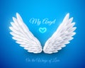 Vector 3d white realistic layered paper cut angel wings Royalty Free Stock Photo