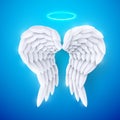 Vector 3d white realistic layered paper cut angel wings Royalty Free Stock Photo